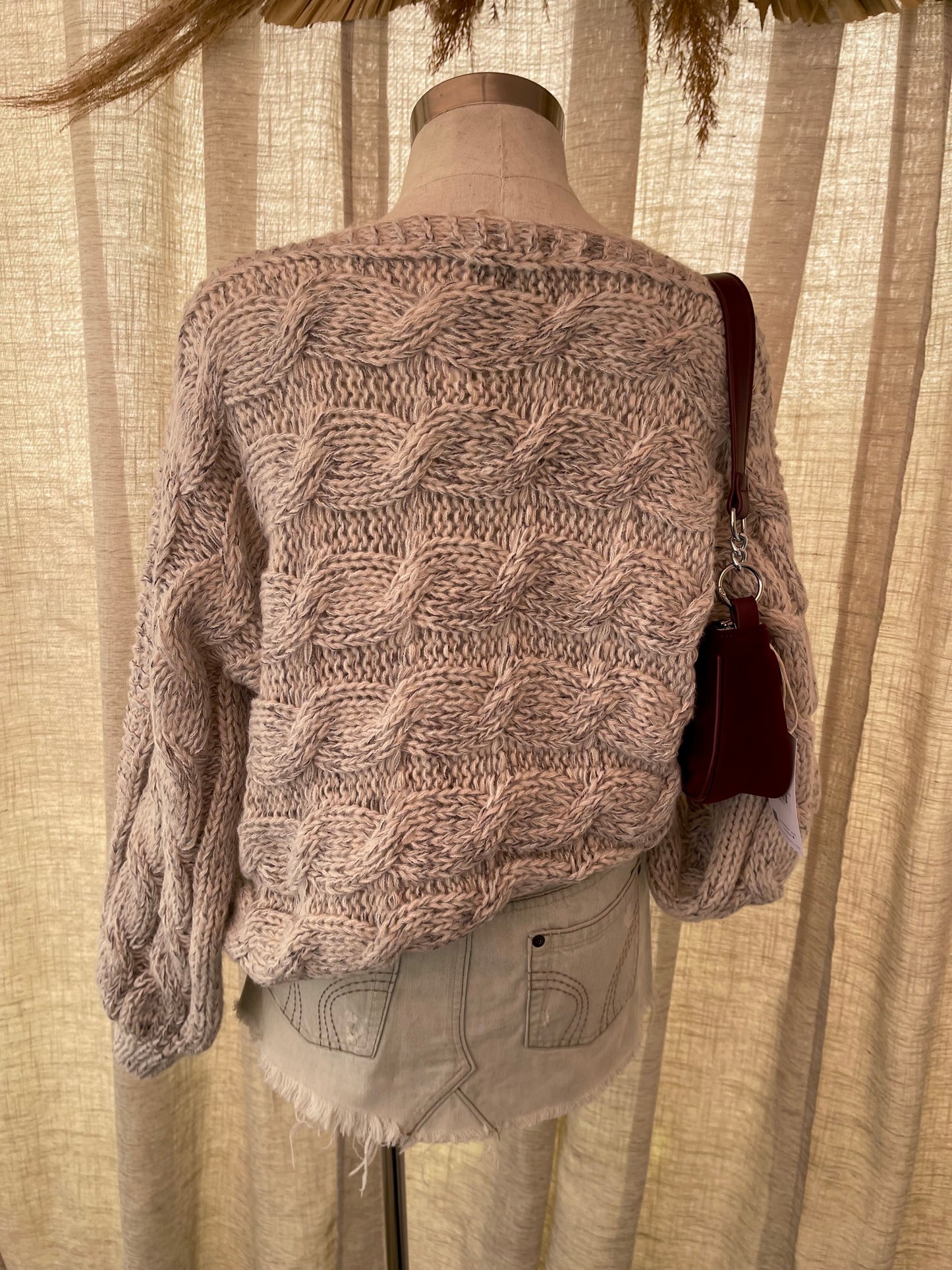 Winter Woven Knit Sweater- Beige- LAST SM!