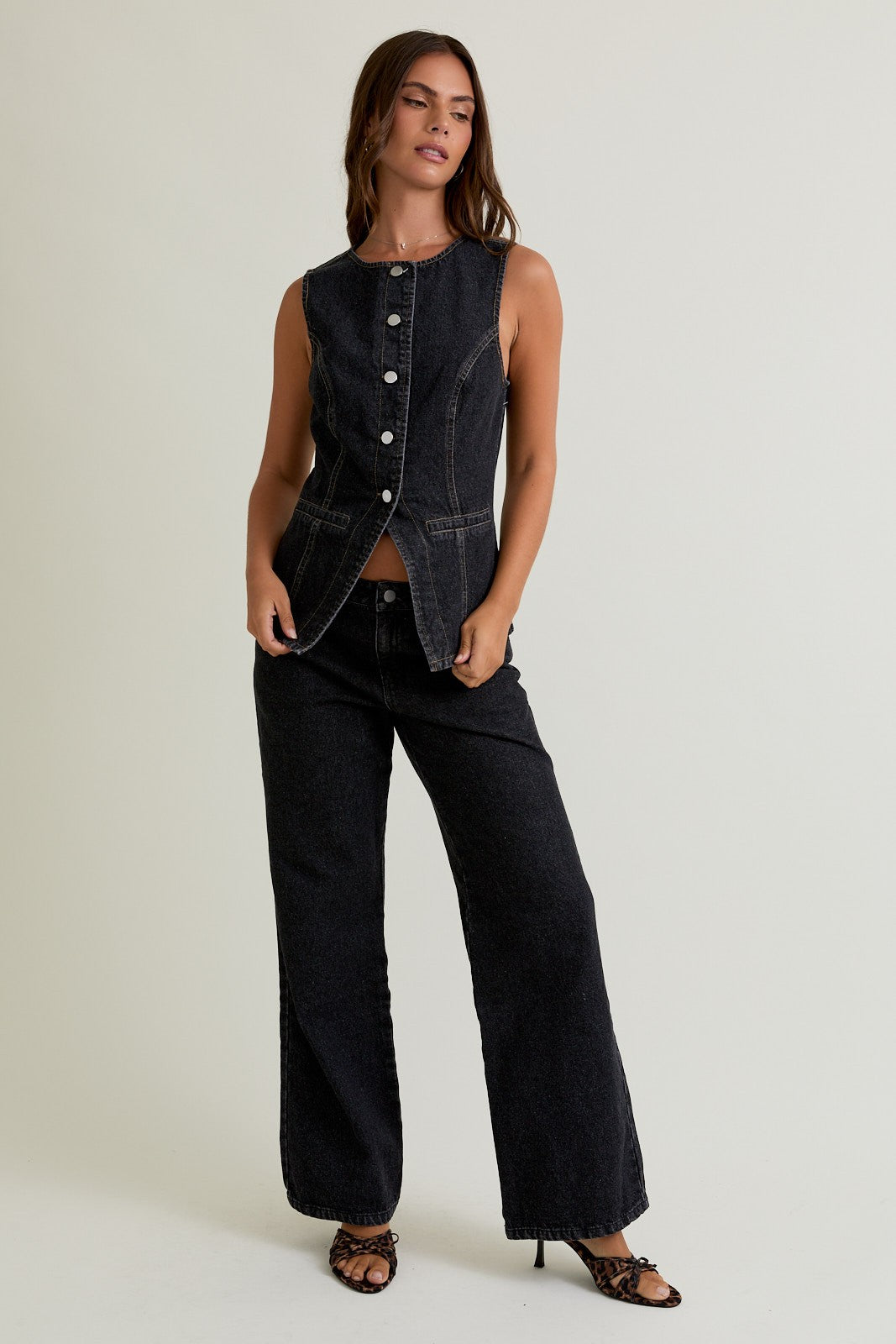 Desert Eagle Denim Vest- Black