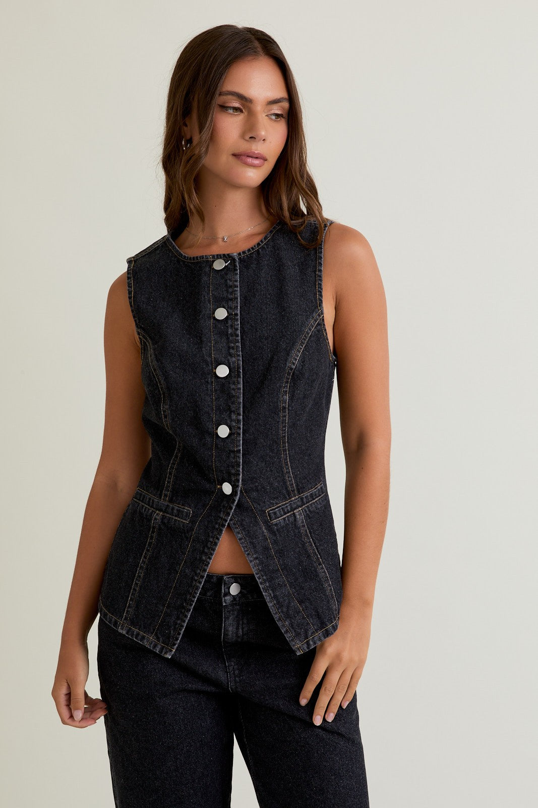 Desert Eagle Denim Vest- Black