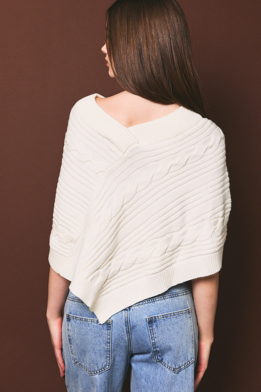 Falling Into Autumn Poncho- Ivory