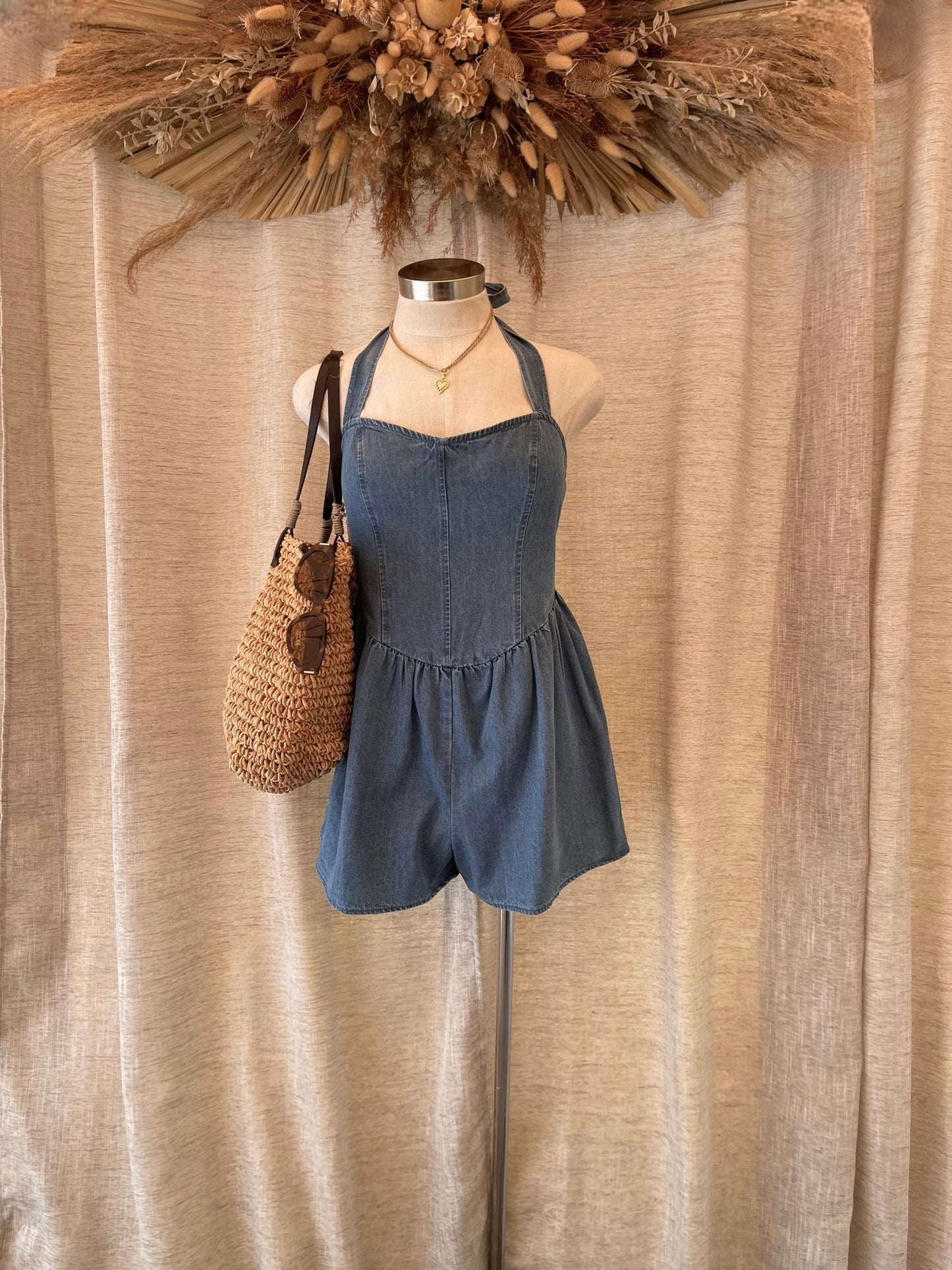 Darling Denim Romper- LAST S!