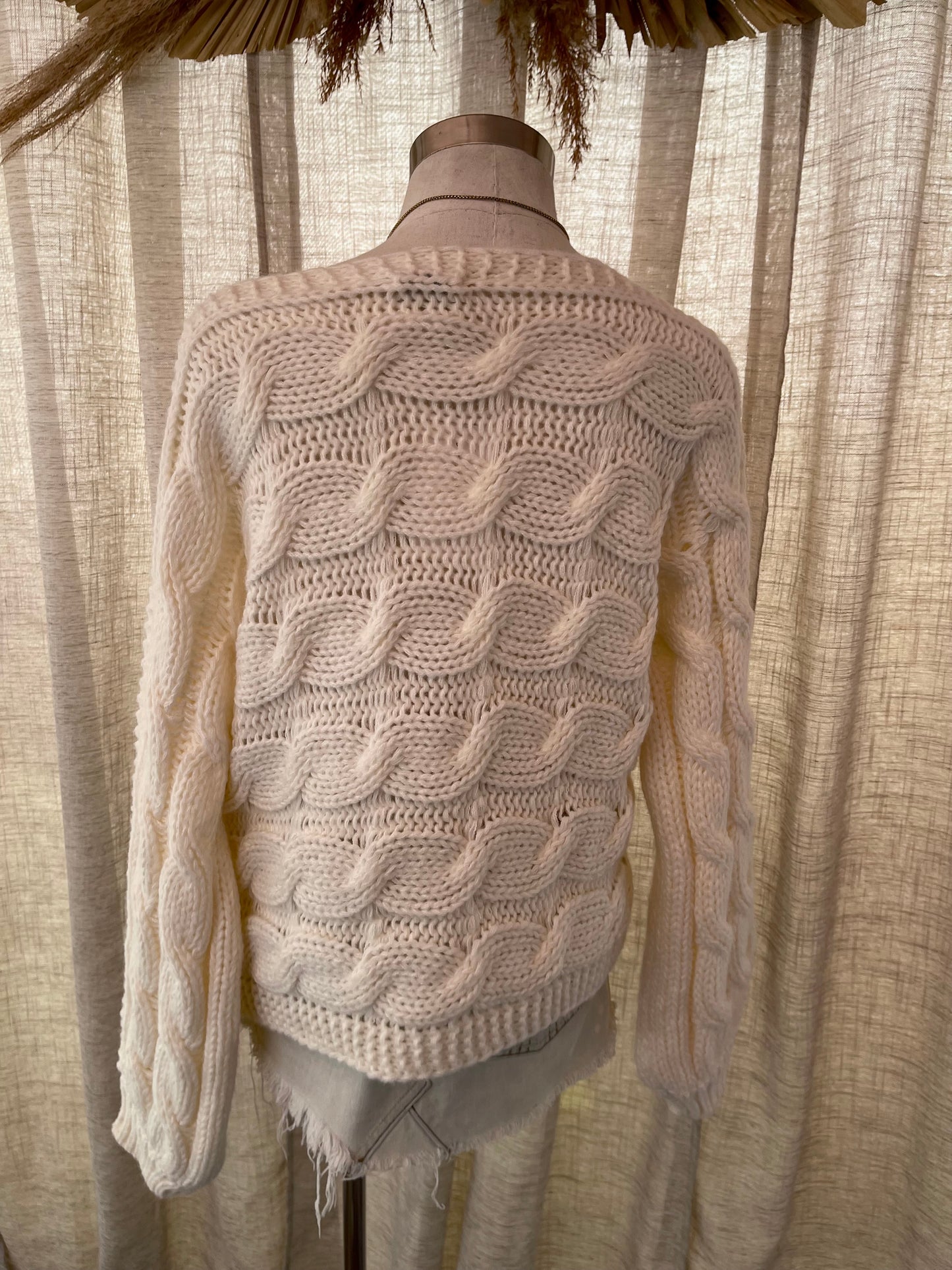 Winter Woven Knit Sweater- Ivory