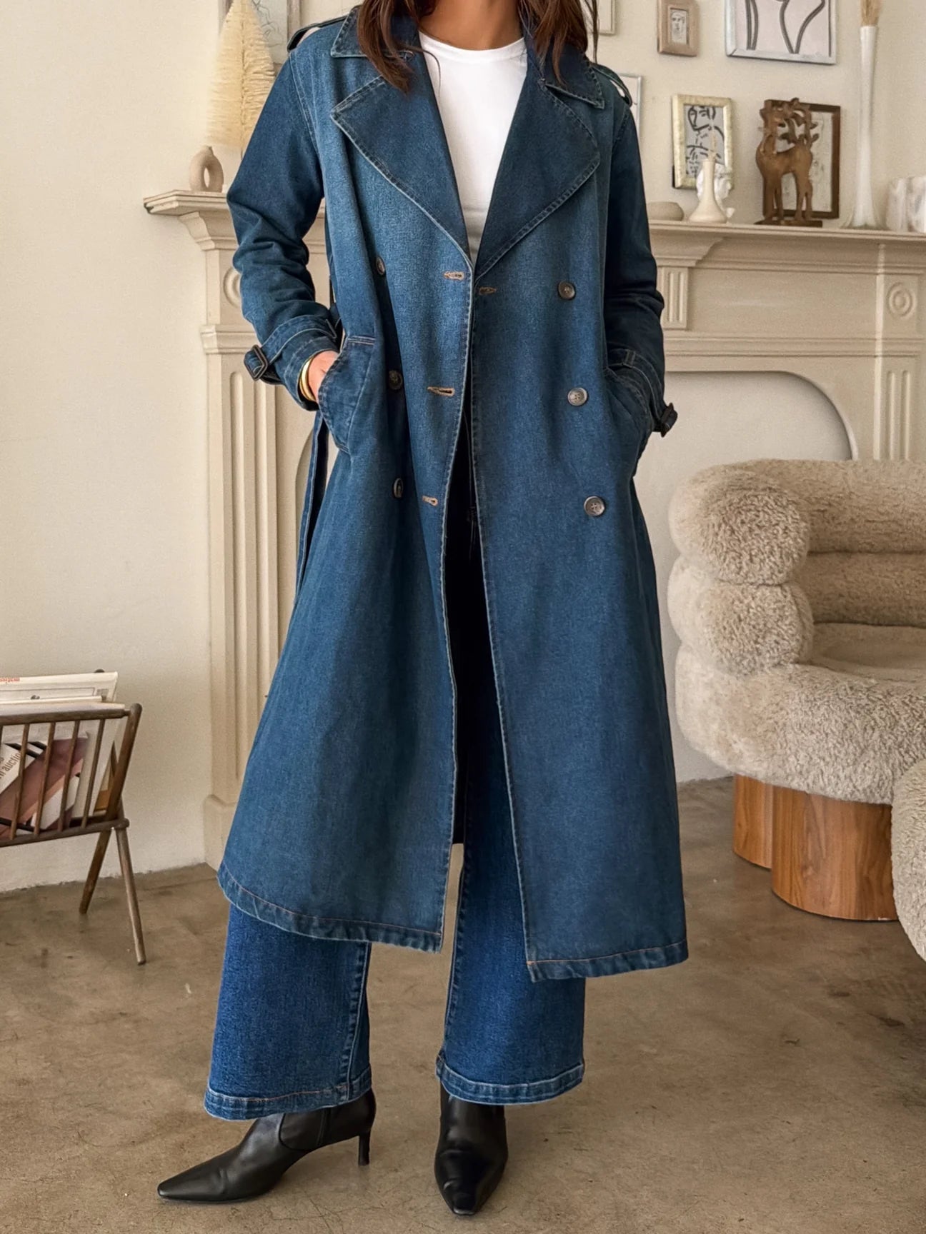 Urban Edge Denim Trench Coat