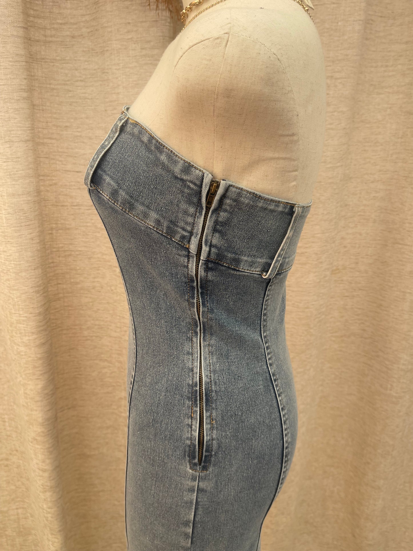 Pull Me Close Denim Mini Dress - LAST S!!