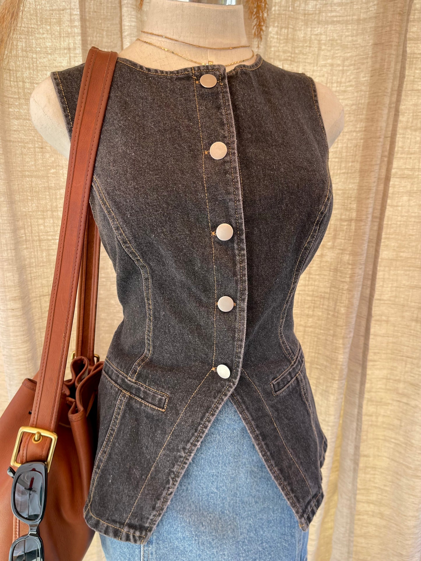 Desert Eagle Denim Vest- Black