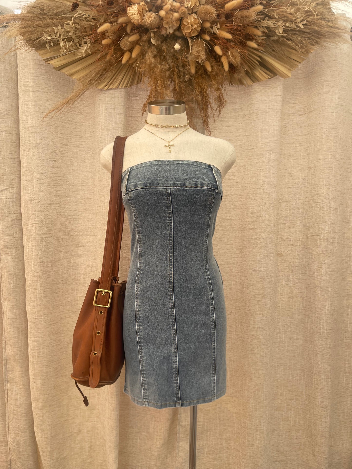 Pull Me Close Denim Mini Dress - LAST S!!
