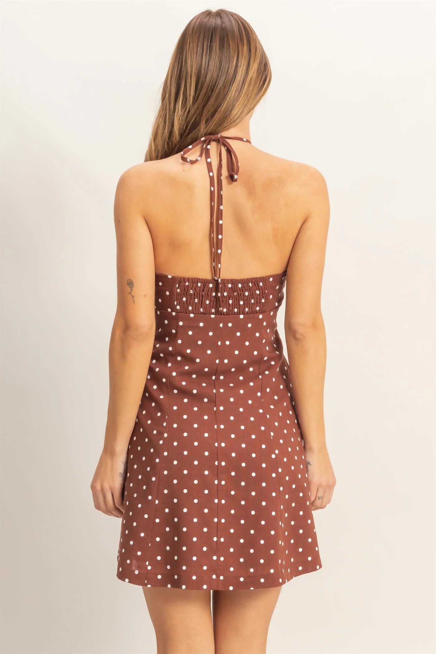 On The Dotted Line Dress - Brown