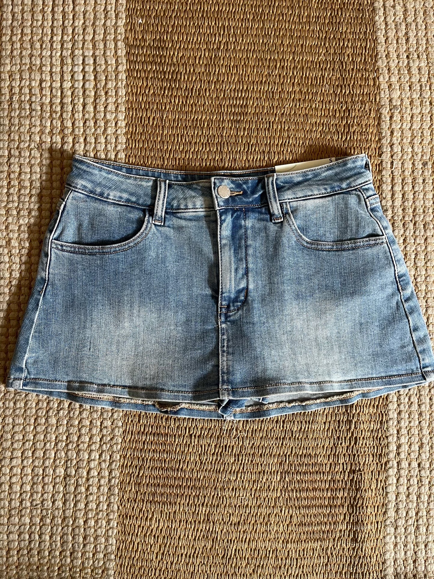 Can't Tame Her Denim Skirt- Light Denim