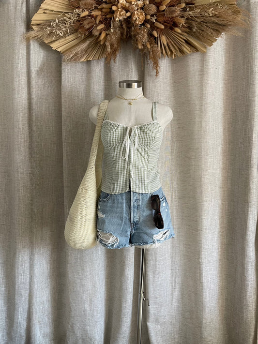 Keep It Sweet Gingham Top - Green
