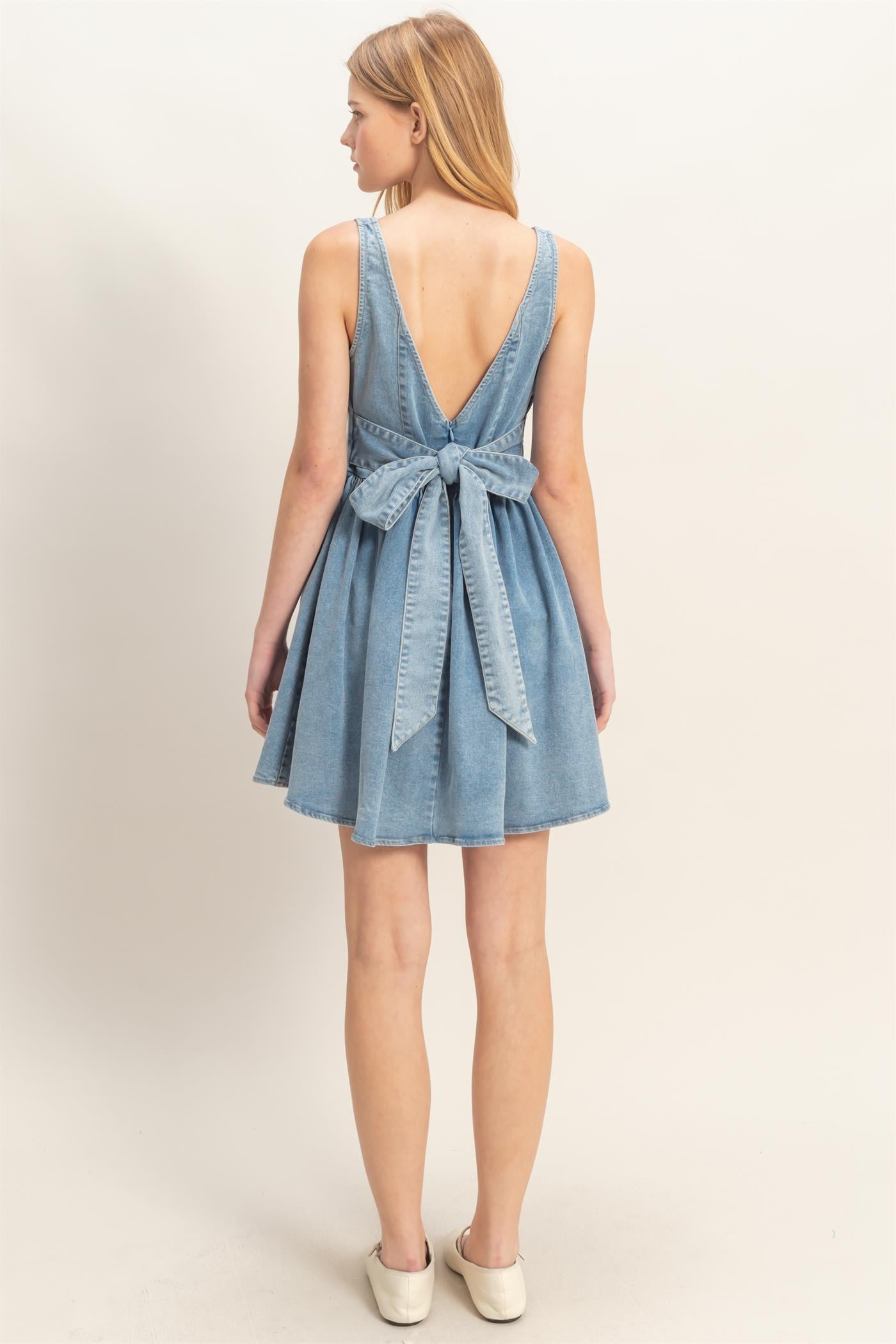 Denim Darling Bow Dress - LAST L!