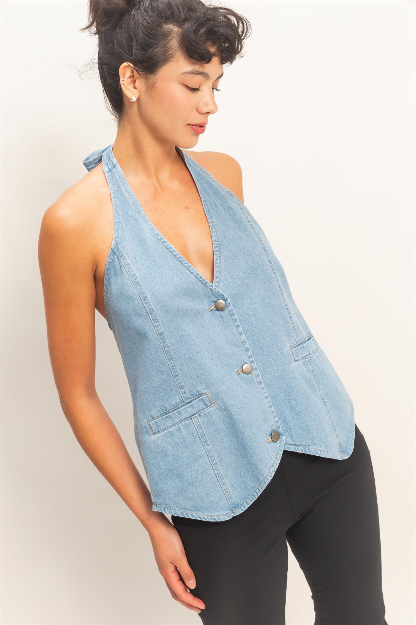 Back For Attention Denim Top