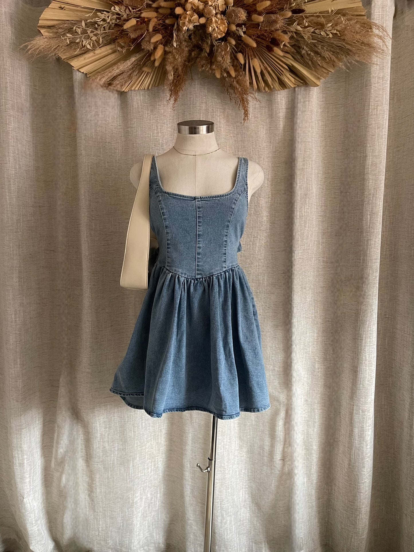 Denim Darling Bow Dress - LAST L!