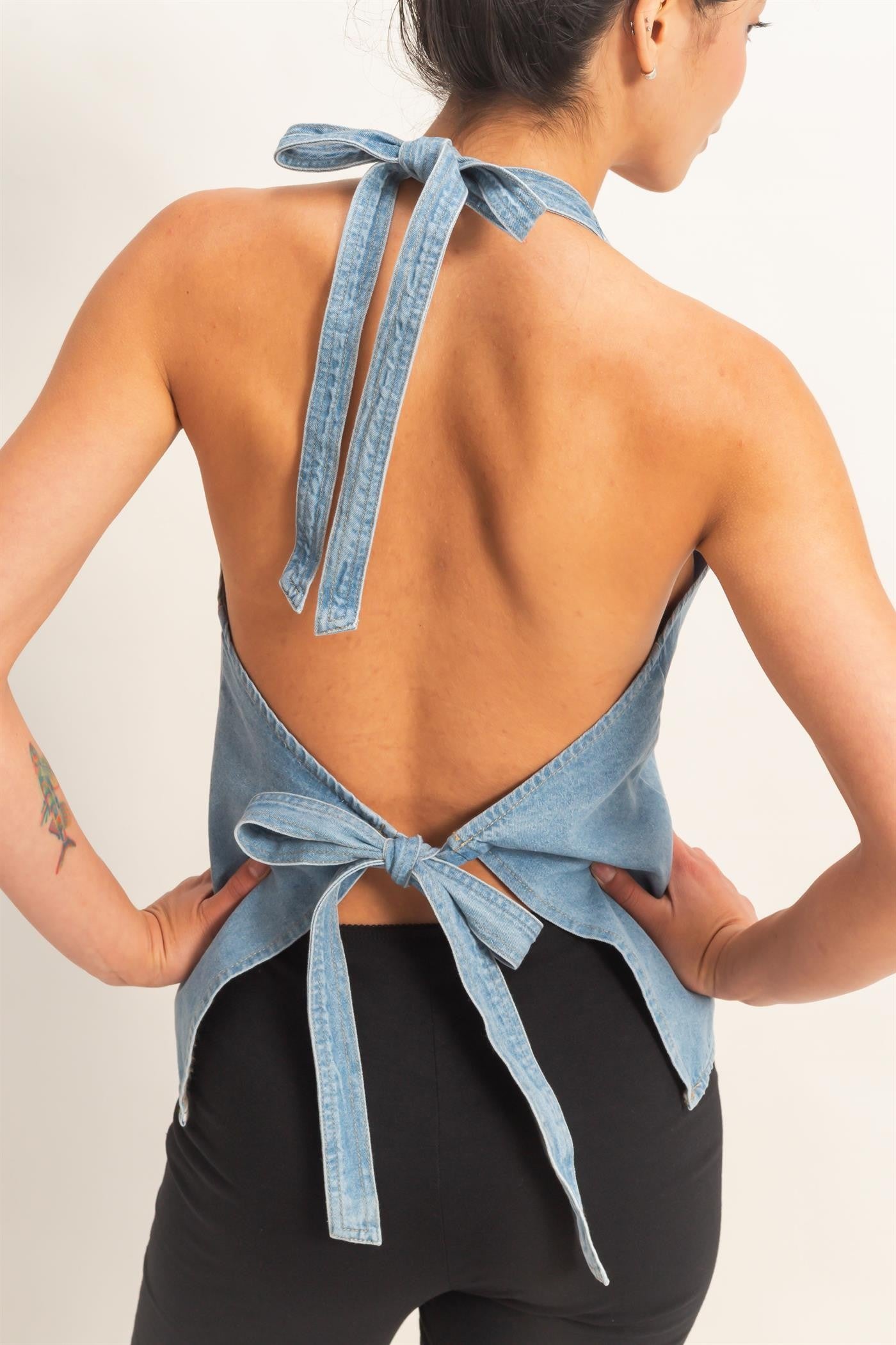 Back For Attention Denim Top