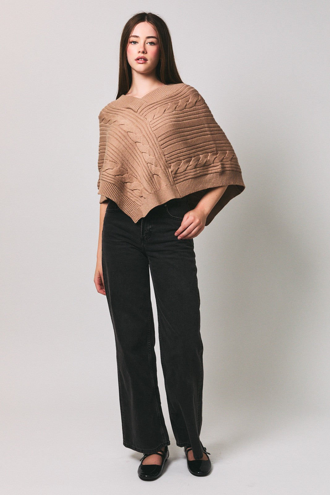 Falling Into Autumn Poncho- Brown