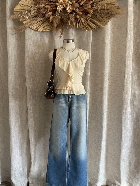 Sweet Escape Ruffle Top- Cream