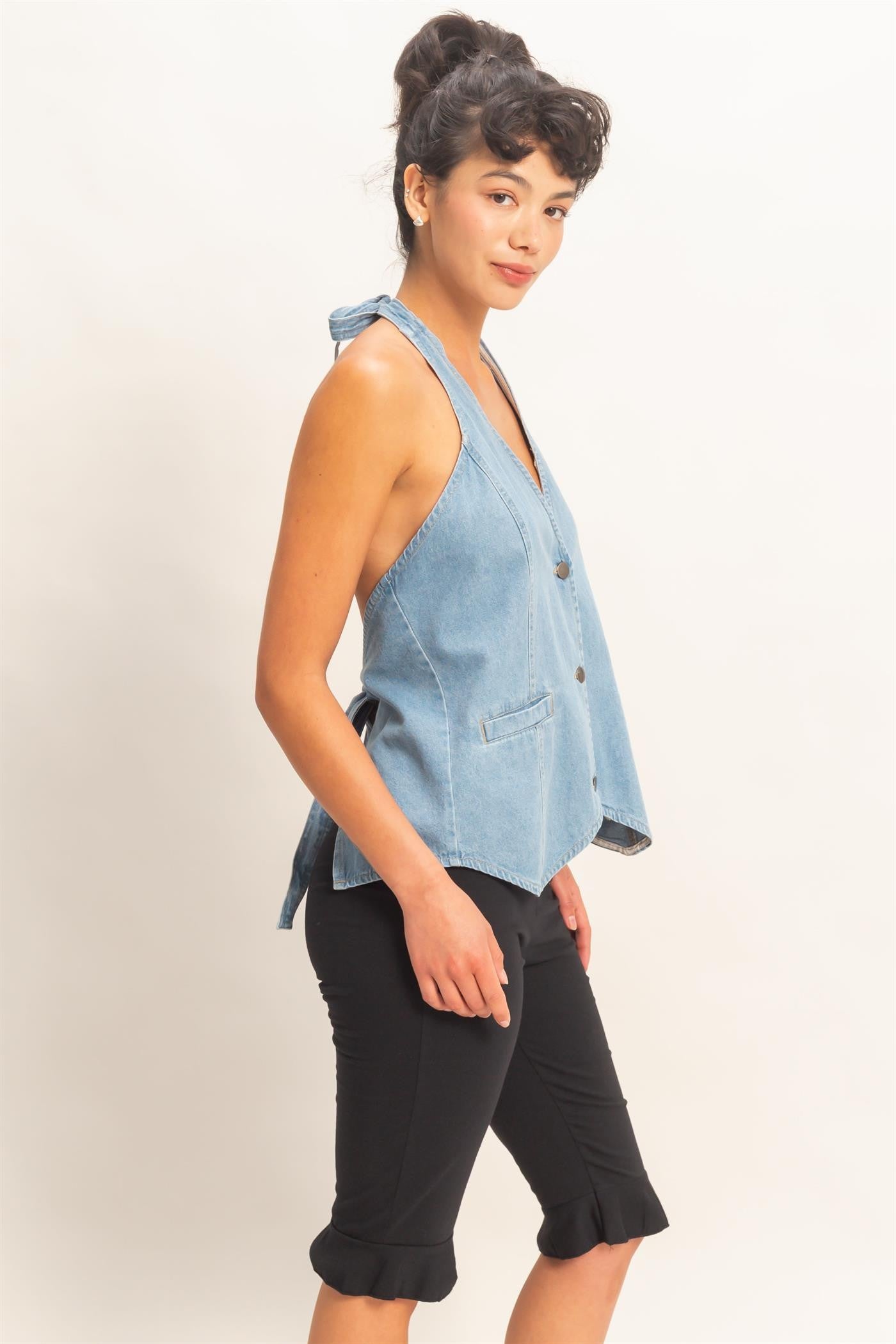 Back For Attention Denim Top