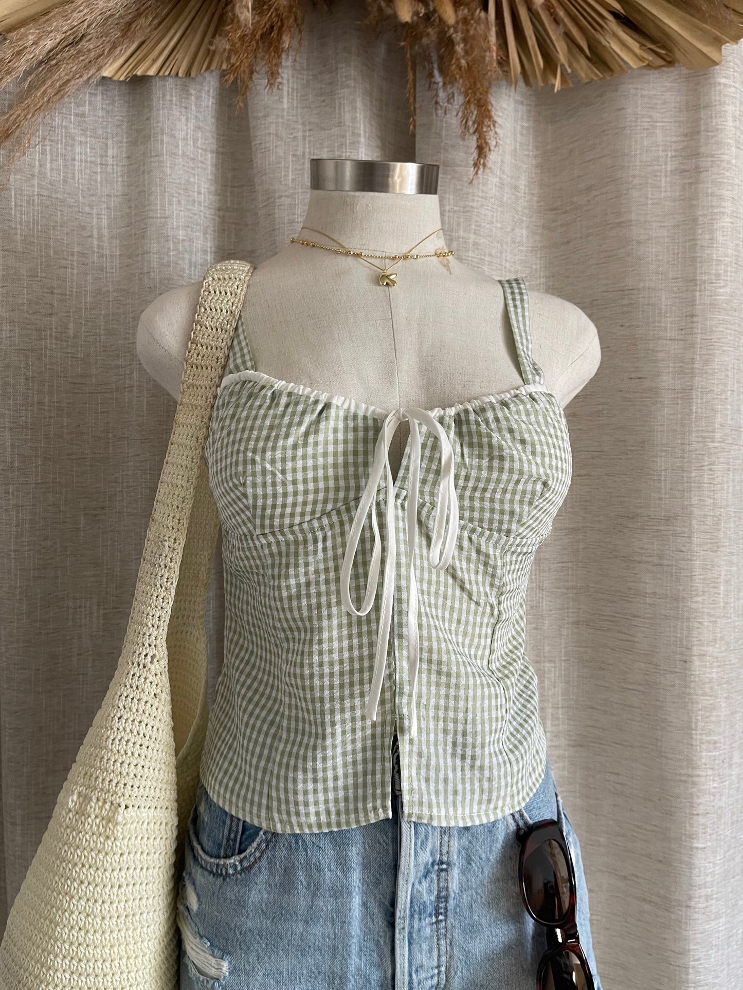 Keep It Sweet Gingham Top - Green