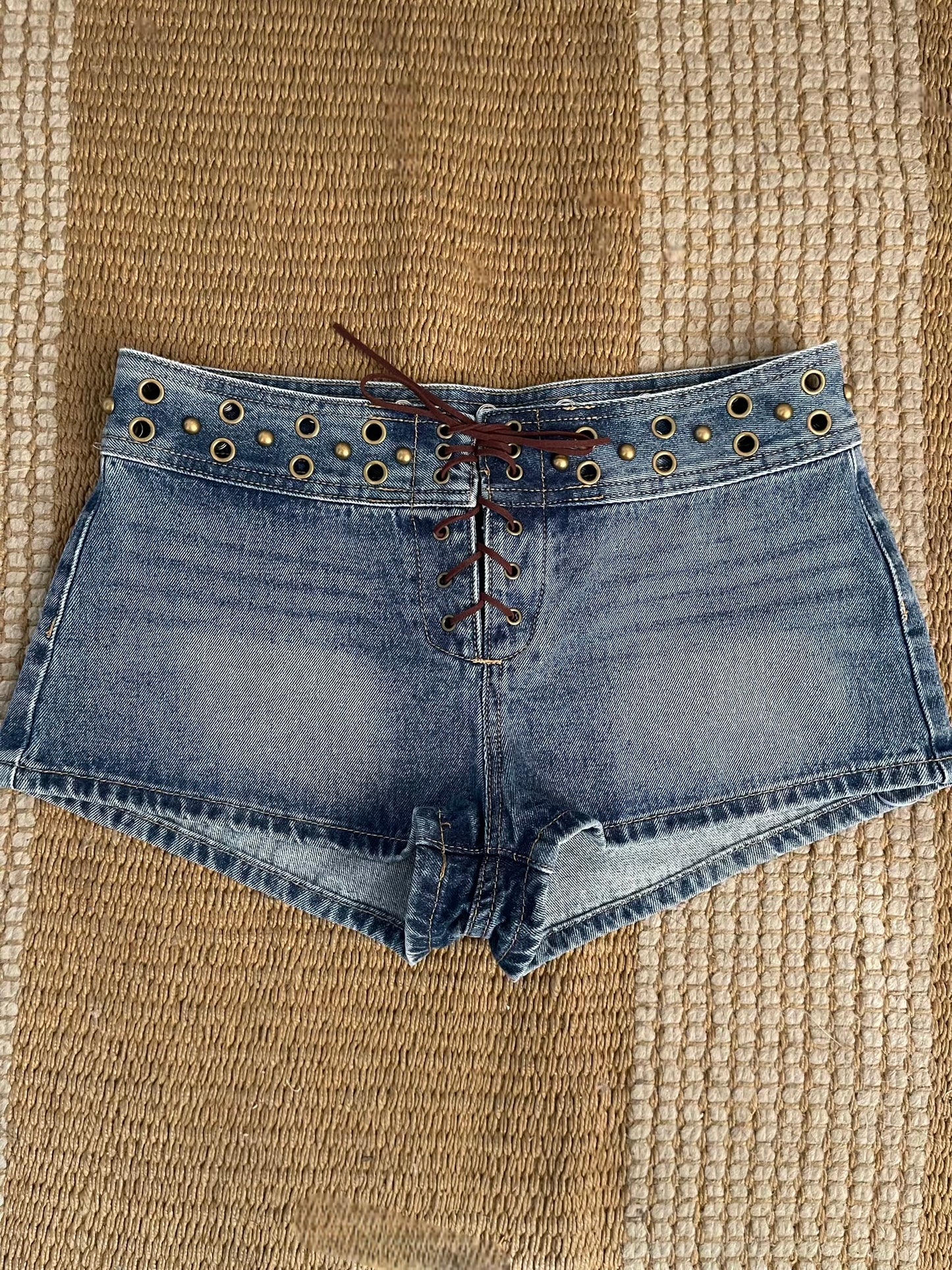 Lace Me Up Denim Shorts - LAST M!