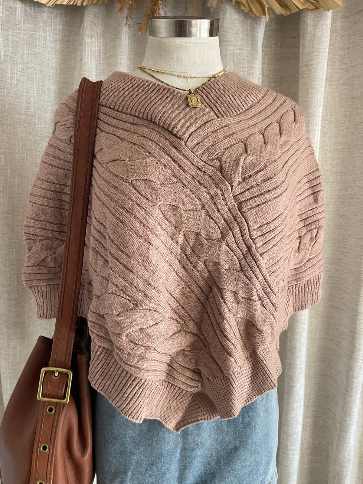 Falling Into Autumn Poncho- Brown