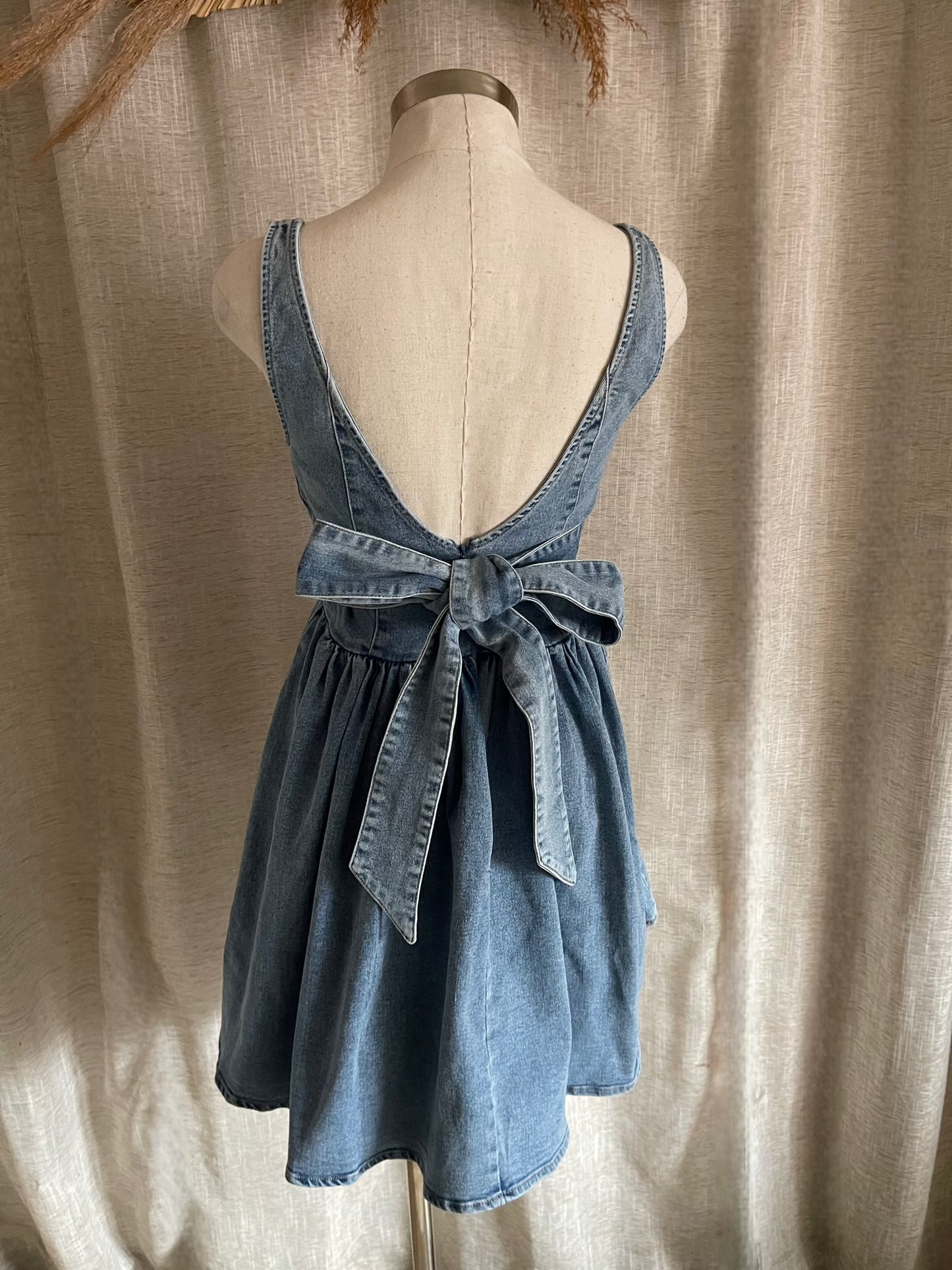 Denim Darling Bow Dress - LAST L!