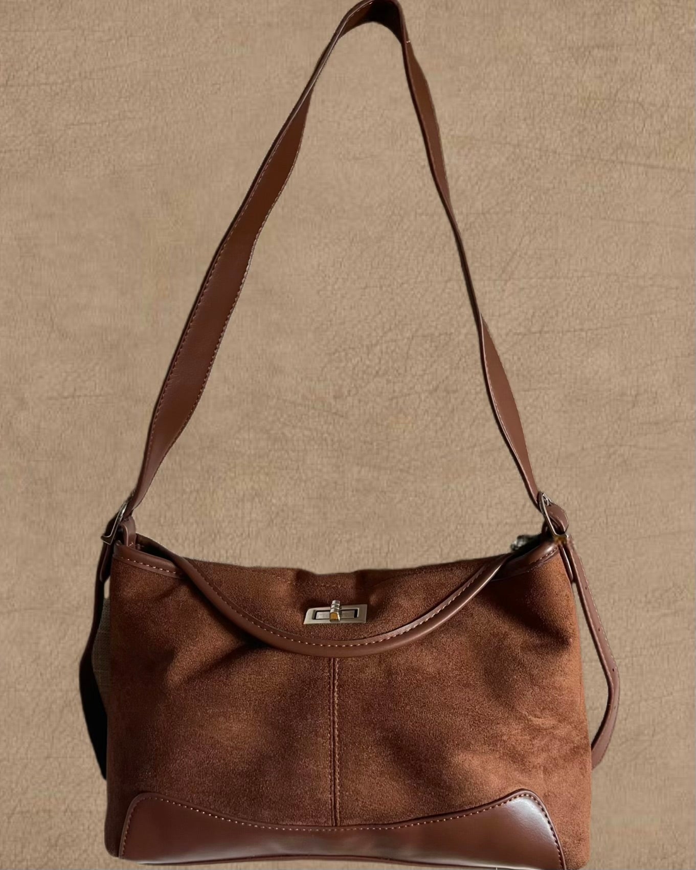 On The Go Shoulder Suede Bag