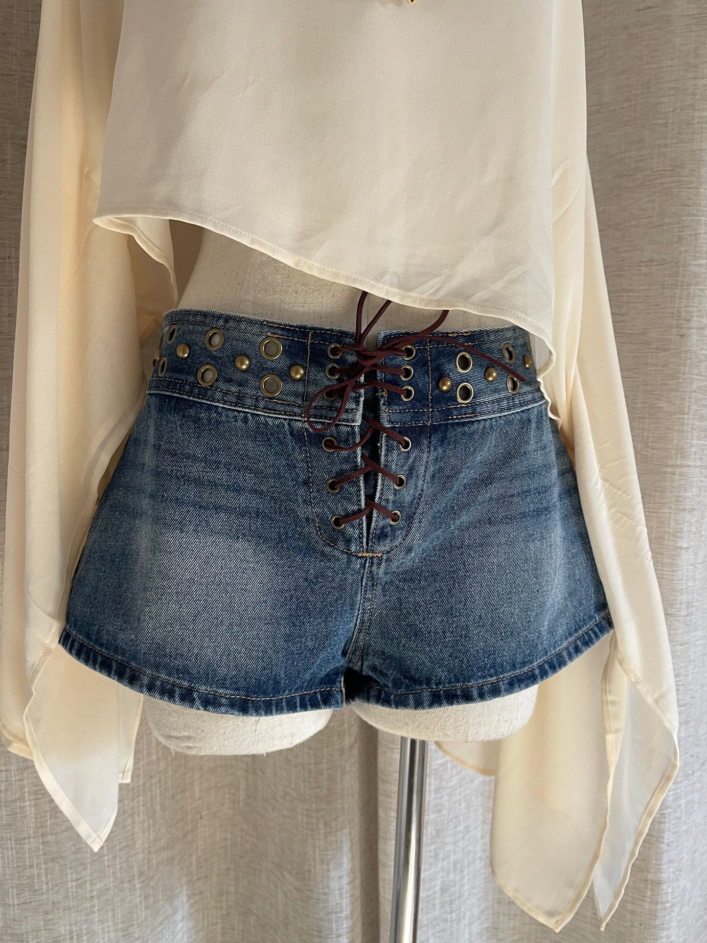 Lace Me Up Denim Shorts - LAST M!