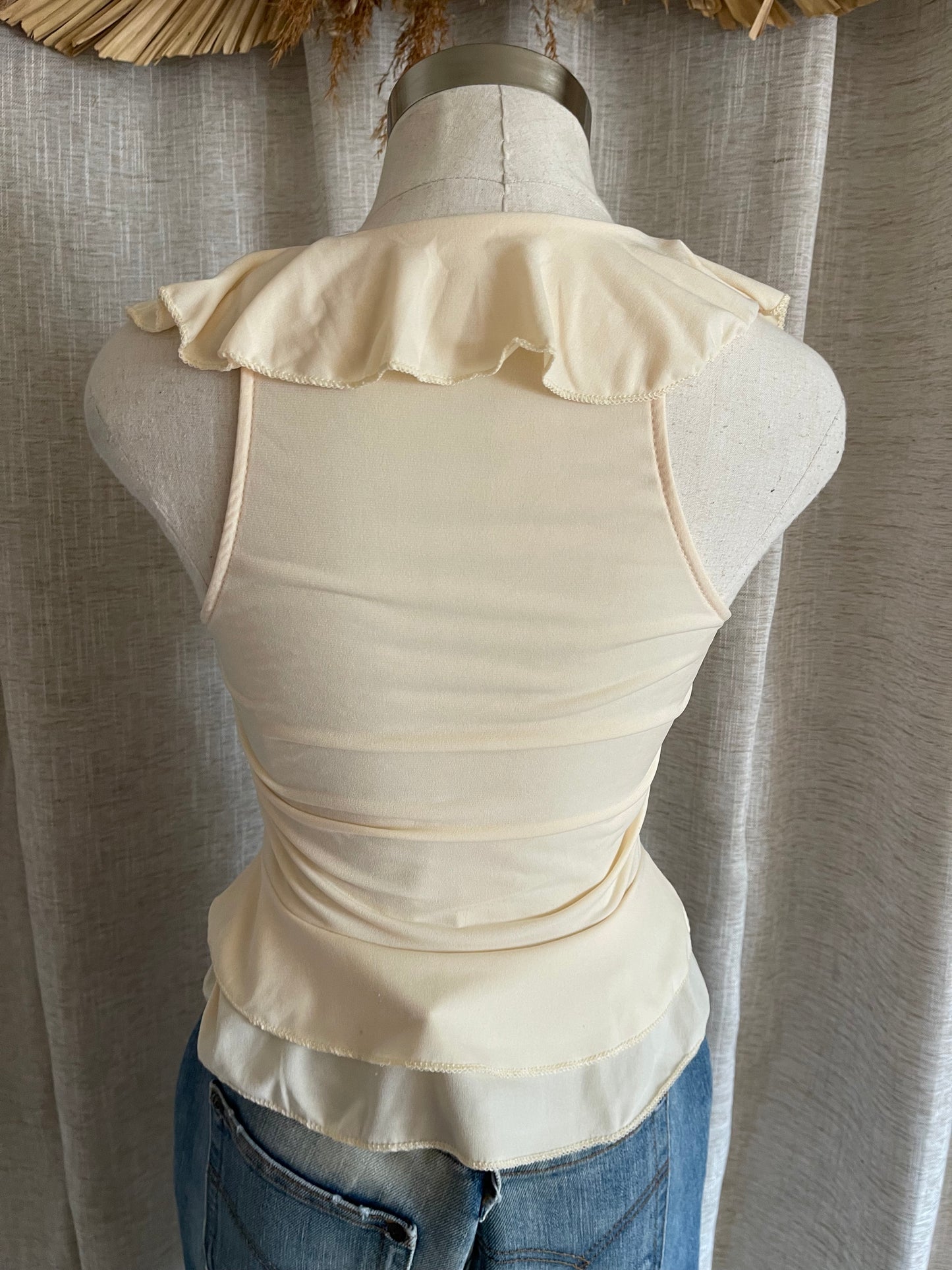 Sweet Escape Ruffle Top- Cream