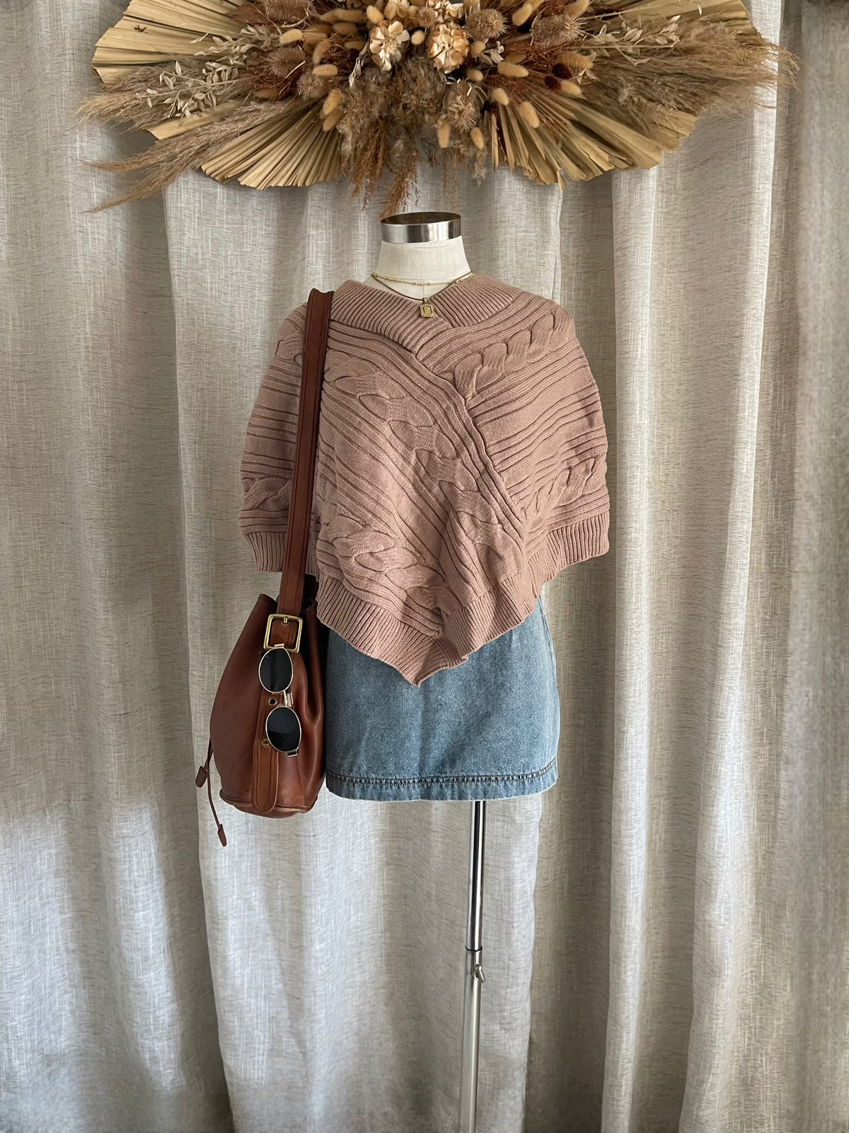 Falling Into Autumn Poncho- Brown