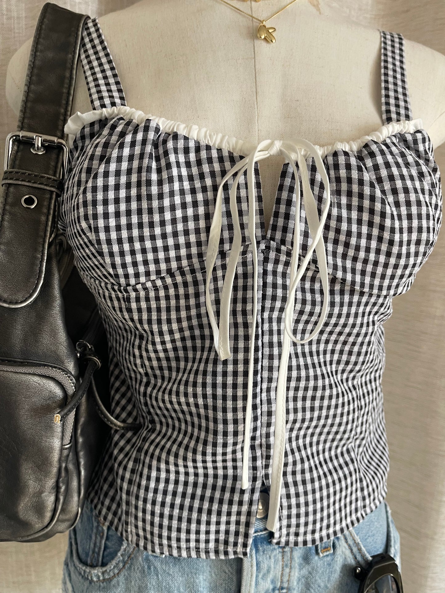 Keep It Sweet Gingham Top - Black