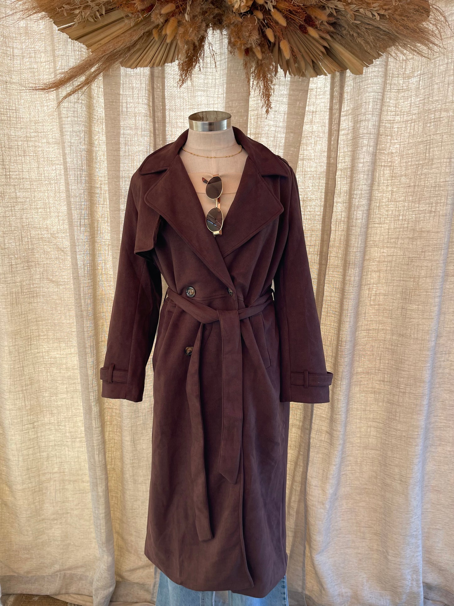 City Nights Suede Trench Coat