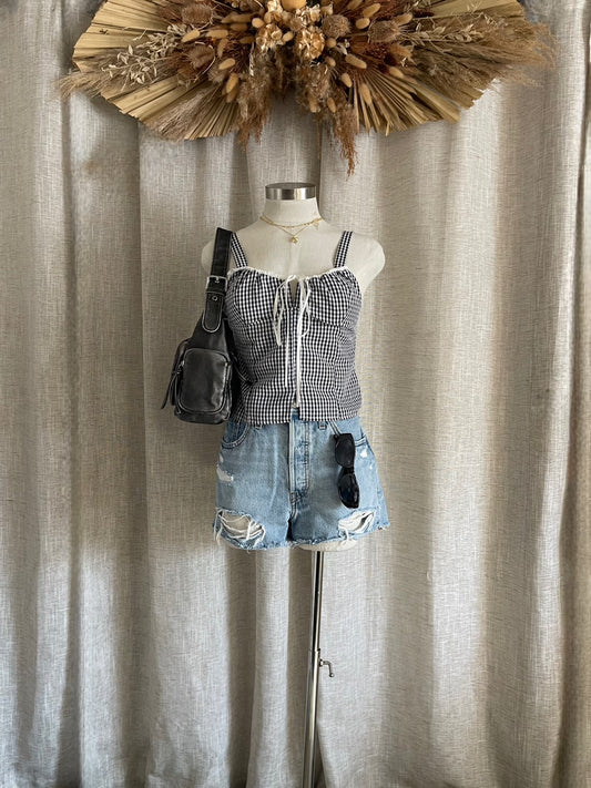 Keep It Sweet Gingham Top - Black