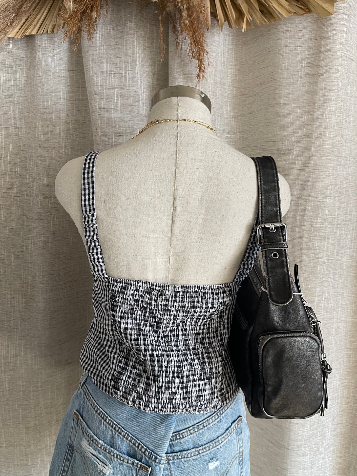 Keep It Sweet Gingham Top - Black