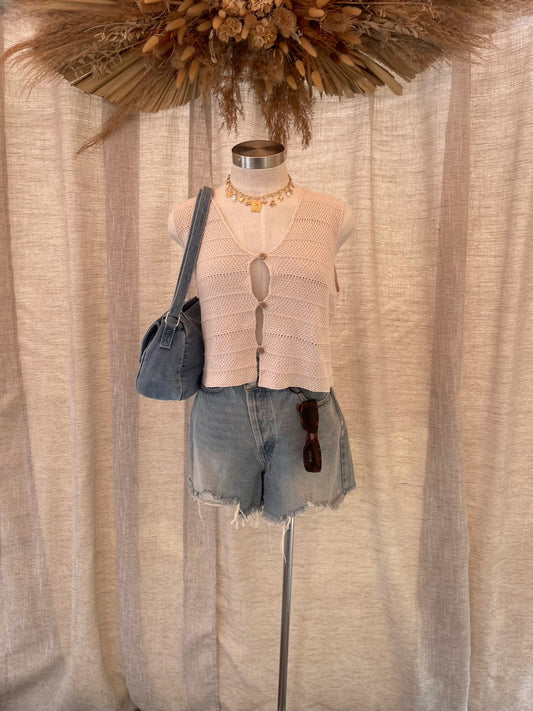 Spring Lover Crotchet Top - Ivory