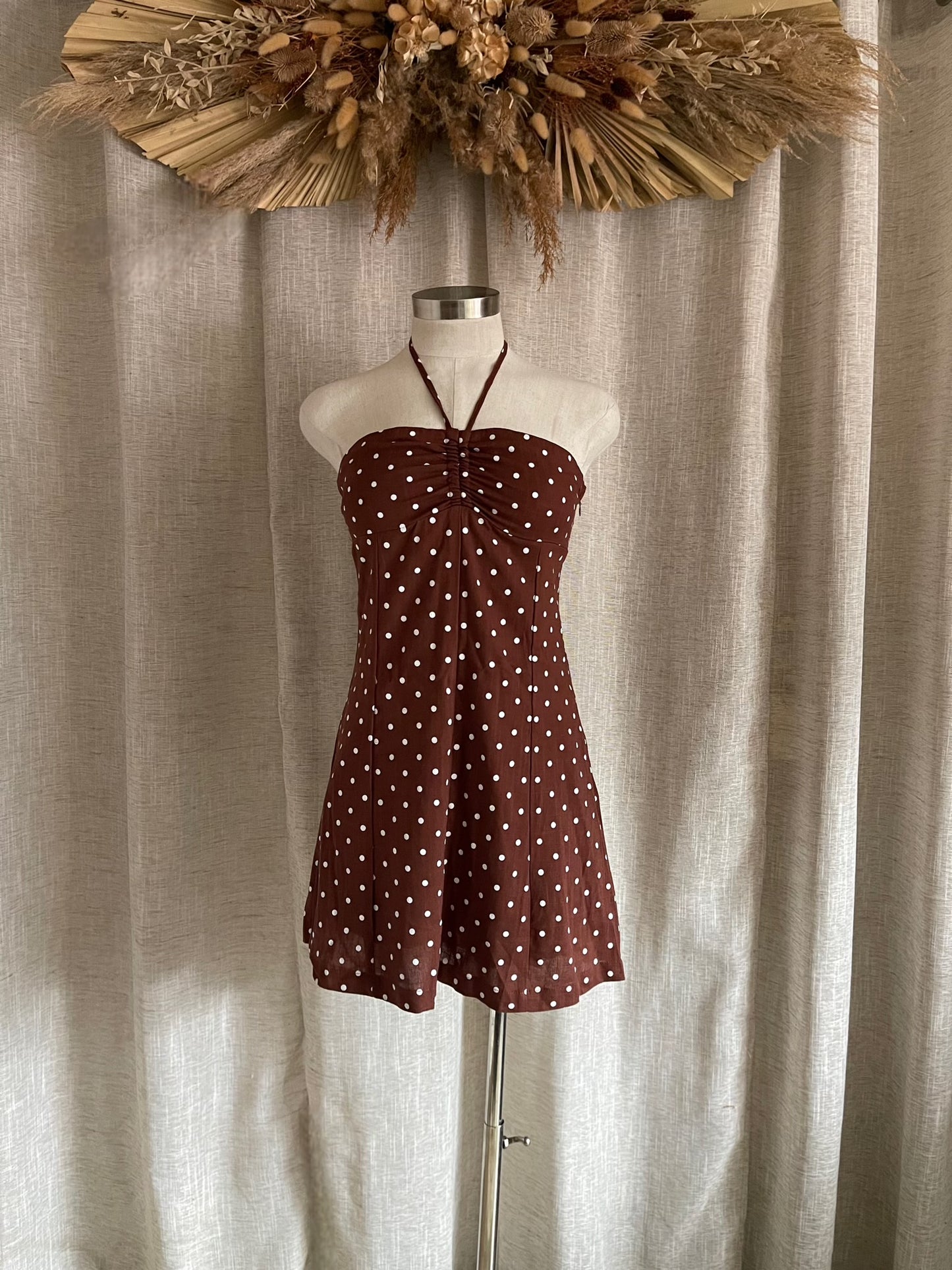 On The Dotted Line Dress - Brown