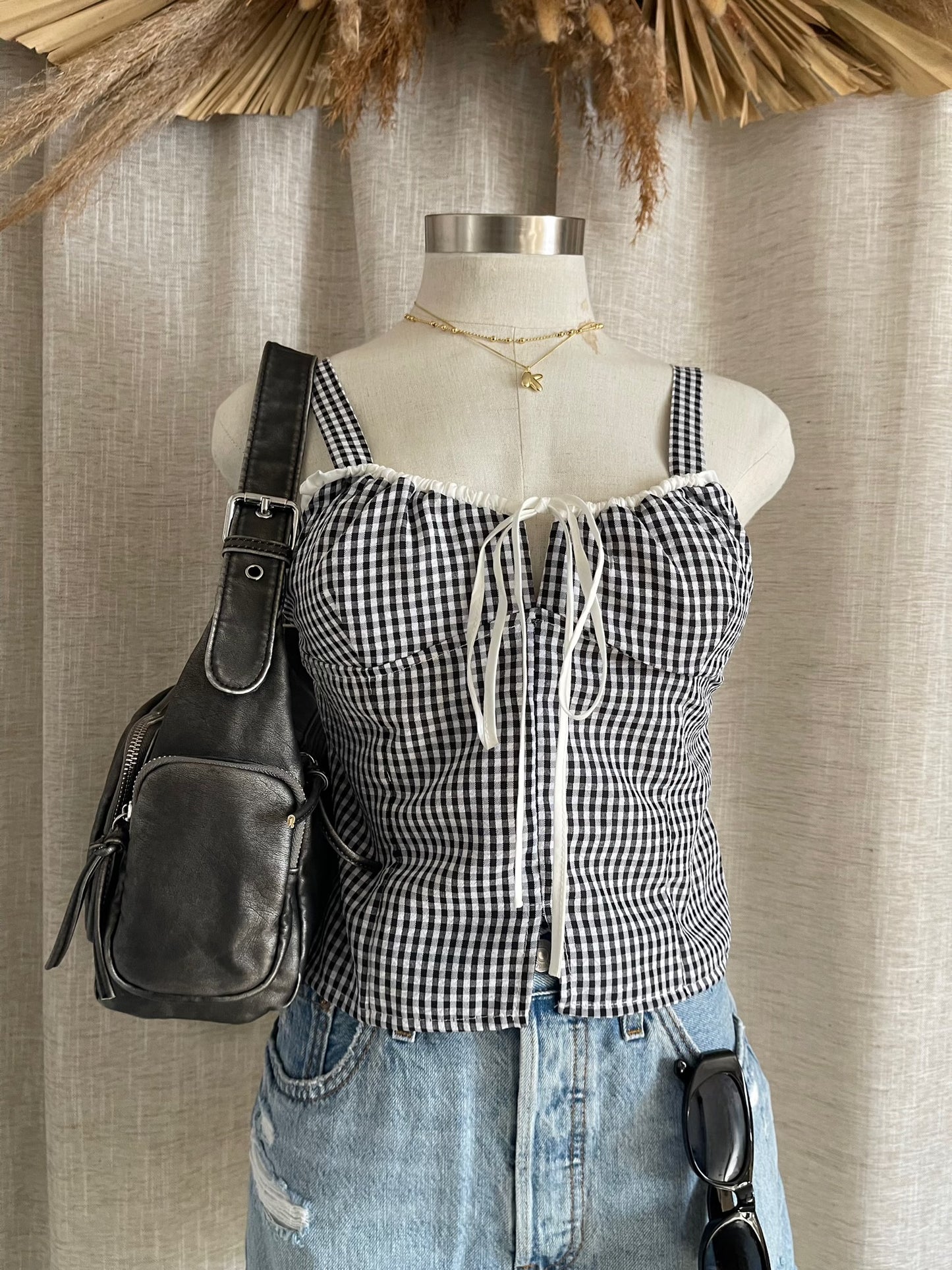 Keep It Sweet Gingham Top - Black