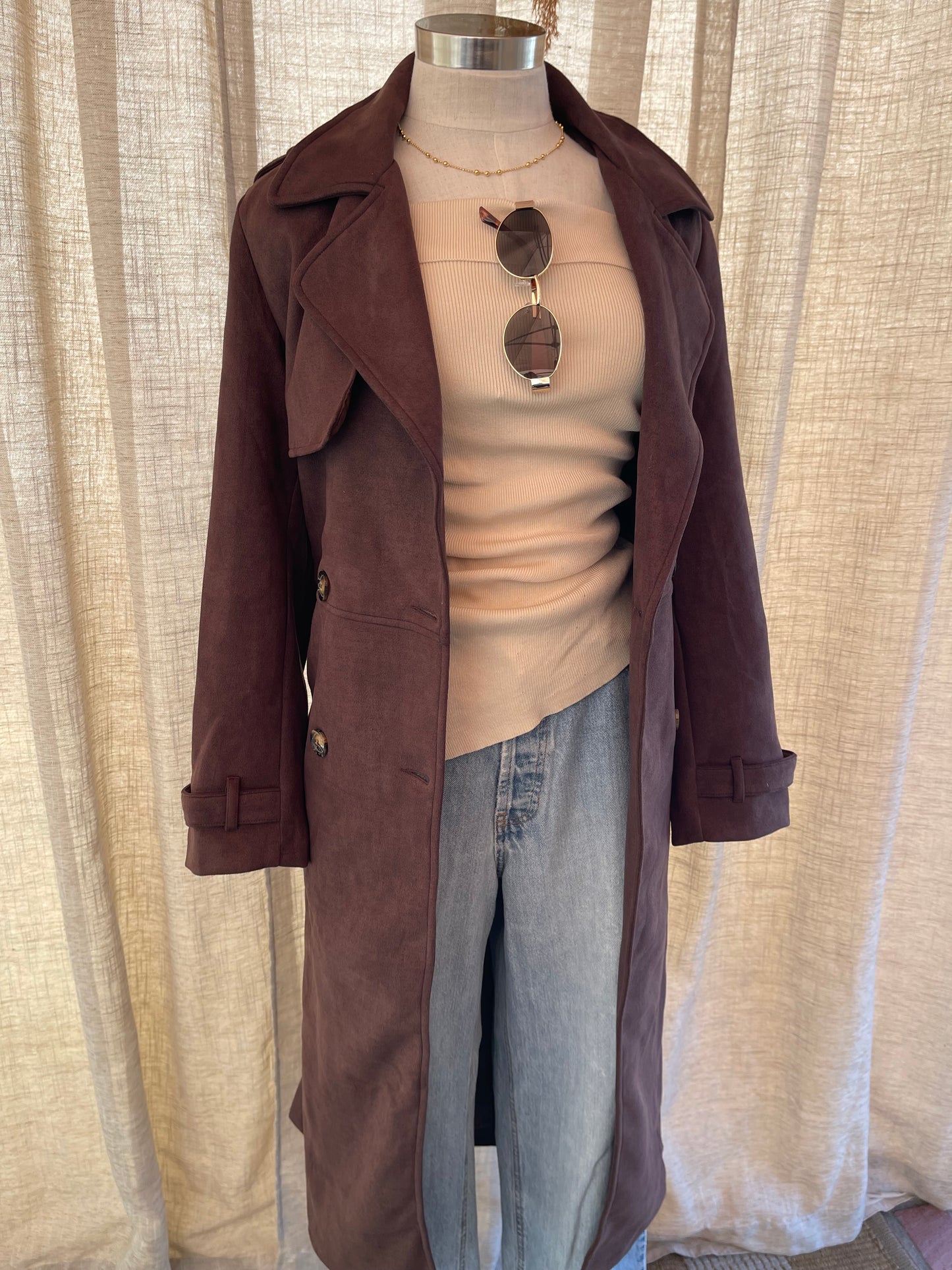 City Nights Suede Trench Coat
