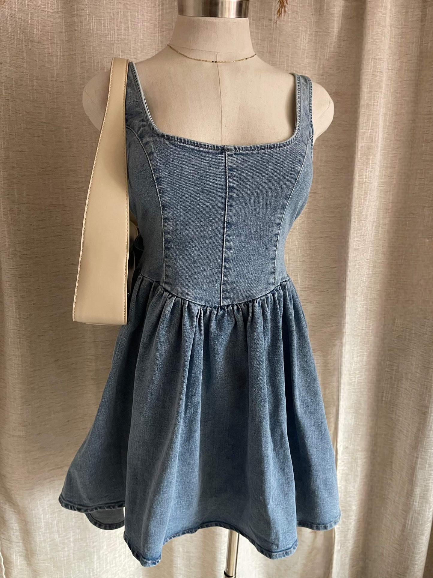 Denim Darling Bow Dress - LAST L!