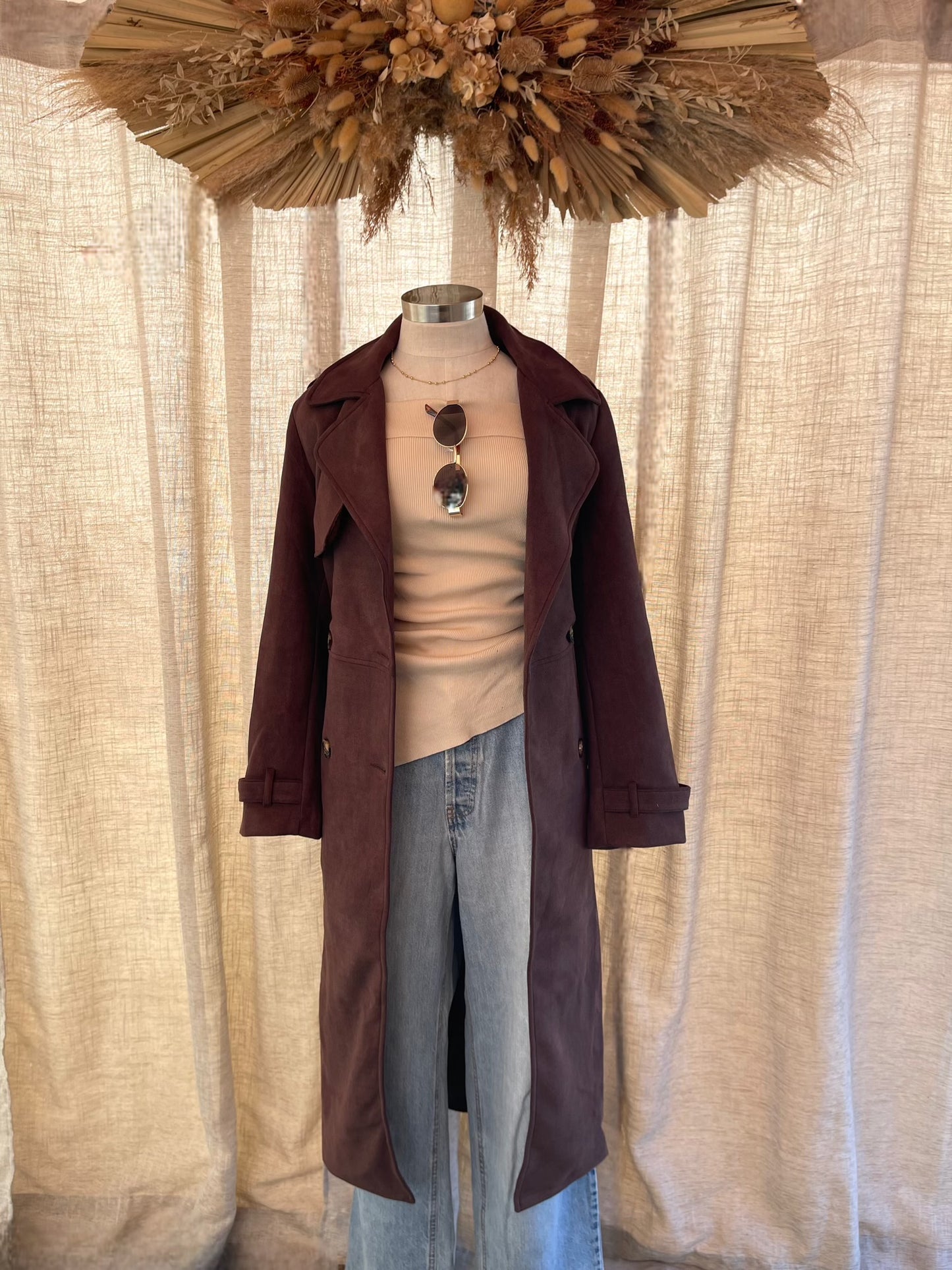 City Nights Suede Trench Coat