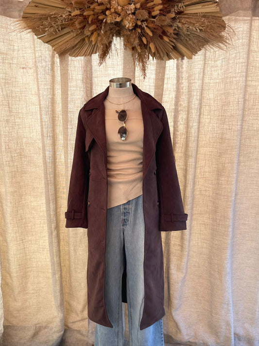 City Nights Suede Trench Coat
