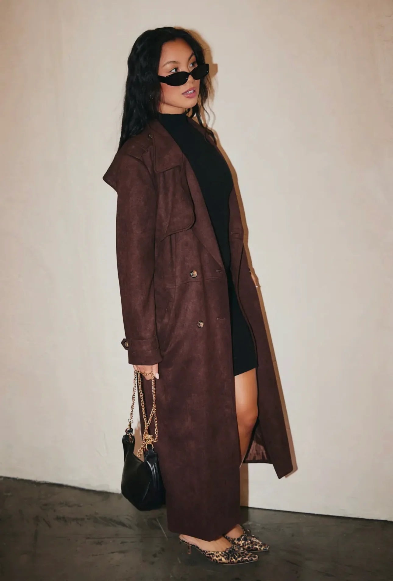 City Nights Suede Trench Coat
