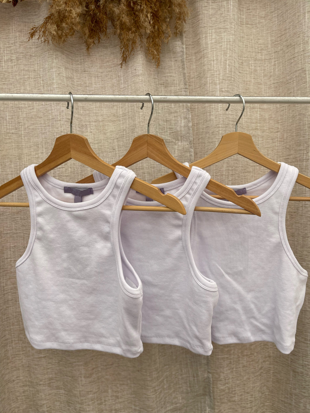 Solid Racer Back Top - White