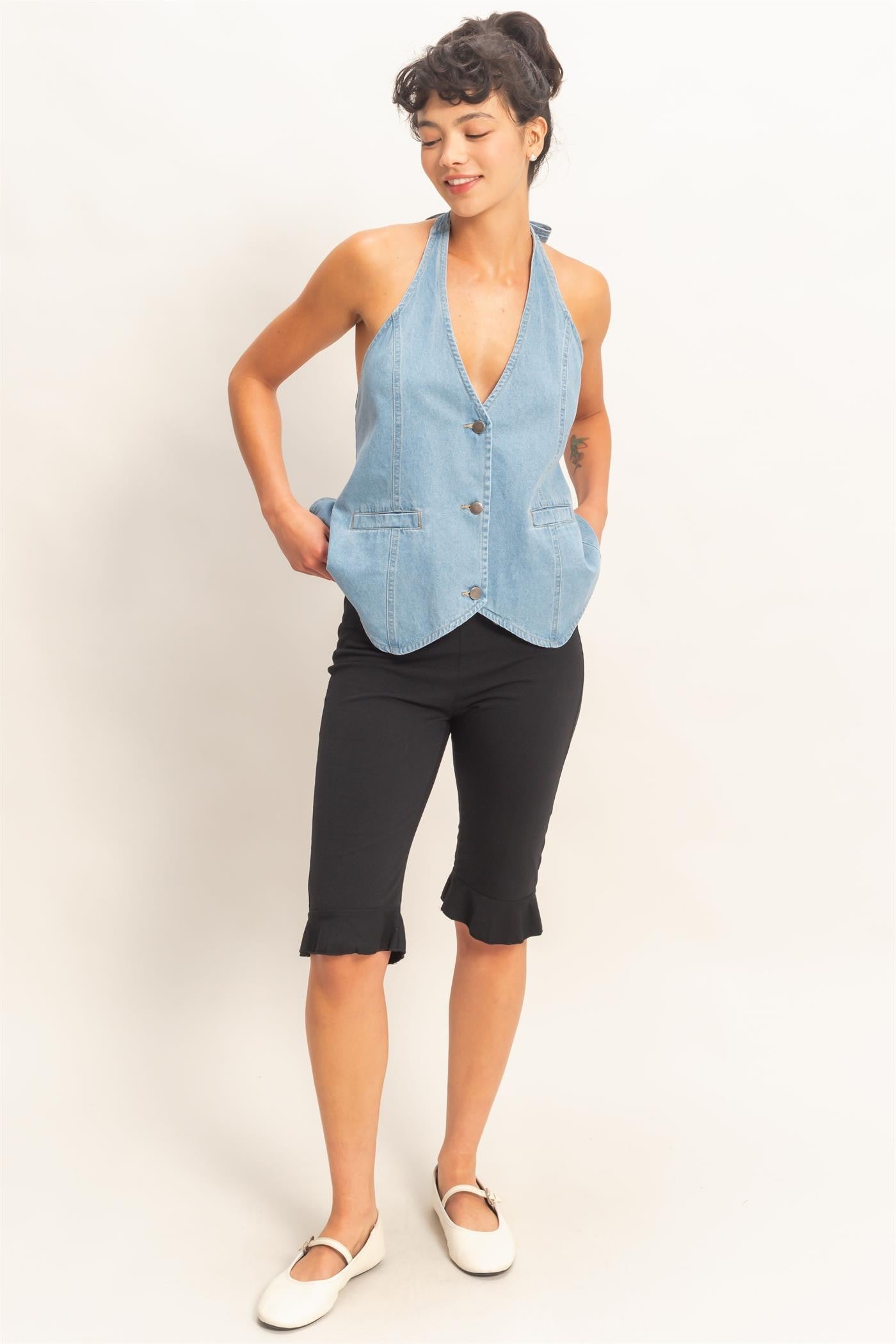 Back For Attention Denim Top