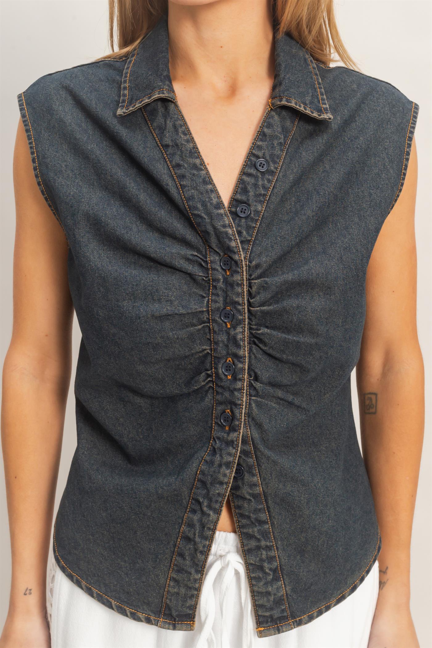 All Buttoned Up Denim Top